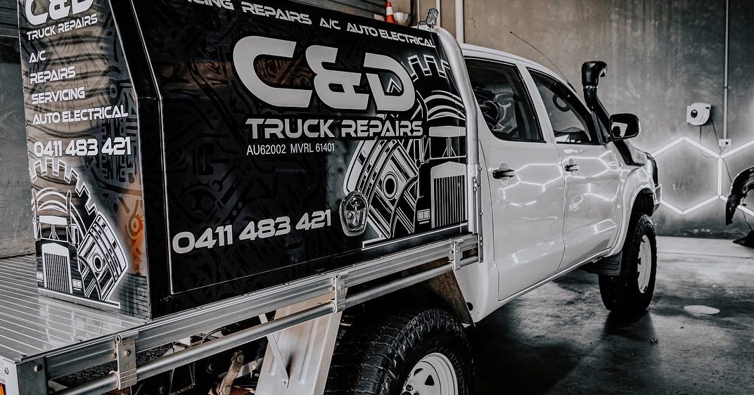 Tool-fitted tray on the C and D Truck Repairs service ute